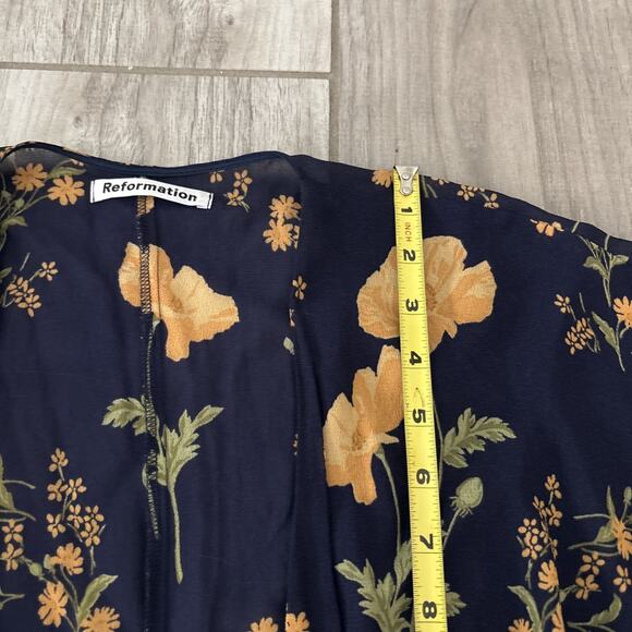 Reformation Women’s XL Winslow Floral Wrap Maxi Dress Viscose Navy Blue Kimono - Picture 7 of 11
